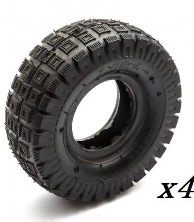TRENO COMPLETO DI 4 GOMME 3.00-4 TASSELLATA