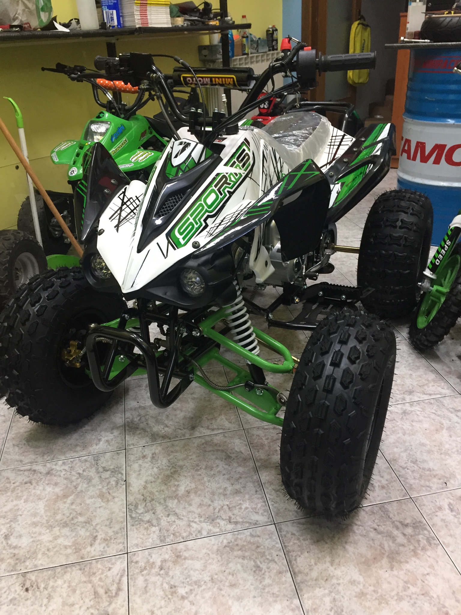 QUAD KAWA LOOK 125cc 4T 3 MARCE+RETRO RUOTA 8" AVVIAMENTO ELETTRICO,LUCI,TELECOMANDO
